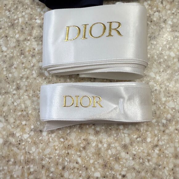 3 Dior Fabric Gift Ribbons Gold White Blue 94", 51" - Picture 2 of 7